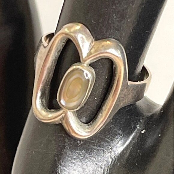 Mexico Abalone Sterling Silver Women's Signed Ring Shell Inlay Size 6.5 Vintage - Picture 4 of 11